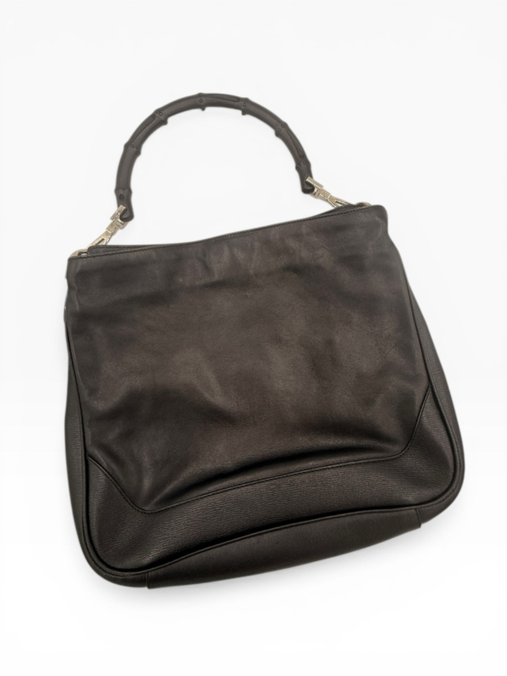Gucci Bamboo Top Handle Leather Shoulder Bag Black Vintage Authenticate - Picture 9 of 12